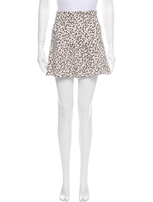 Tibi Animal Print Mini Skirt White