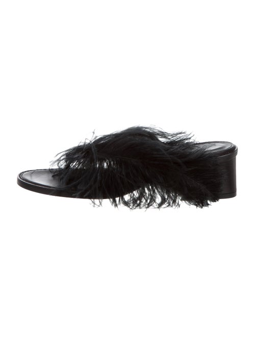 Tibi Thong Leather Slides Black