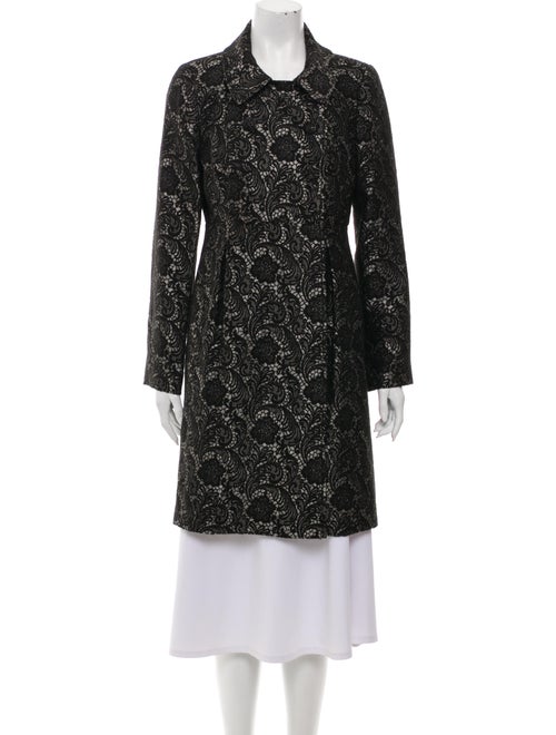 Tibi Lace Pattern Trench Coat Black