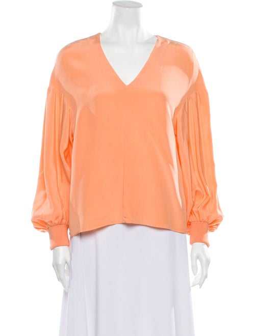 Tibi Silk V-Neck Blouse Orange