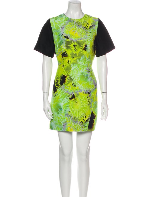 Tibi Printed Mini Dress Green