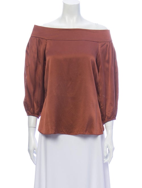 Tibi Silk Off-The-Shoulder Blouse Orange