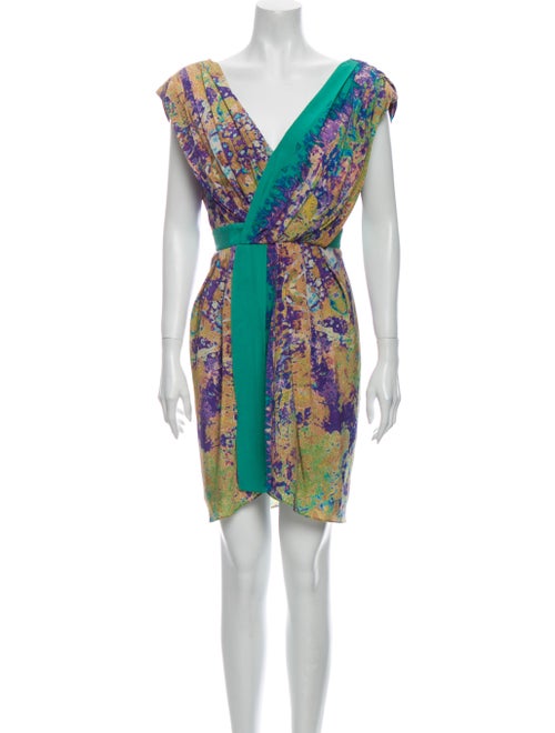 Tibi Silk Mini Dress Green