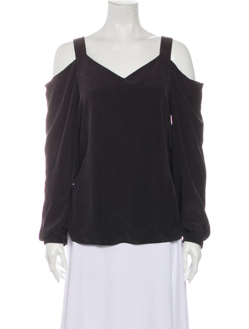 Tibi Silk V-Neck Blouse Grey
