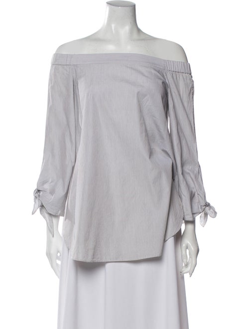 Tibi Striped Off-The-Shoulder Blouse Black
