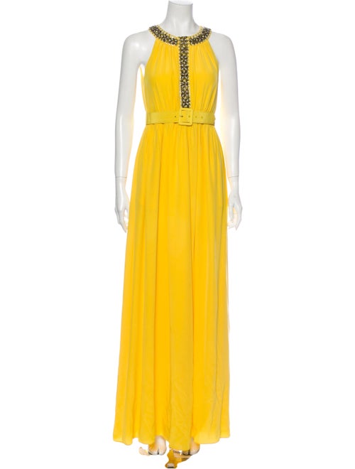 Tibi Halterneck Long Dress Yellow