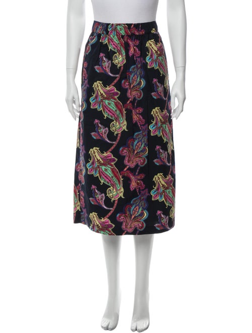 Tibi Floral Print Midi Length Skirt Black