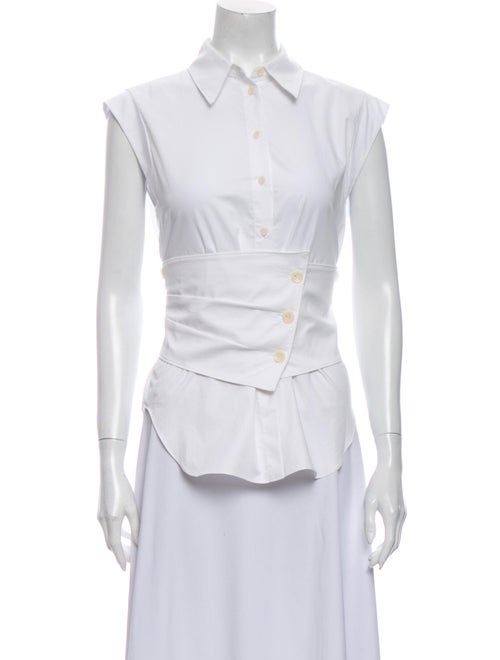 Tibi Sleeveless Button-Up Top w/ Tags White
