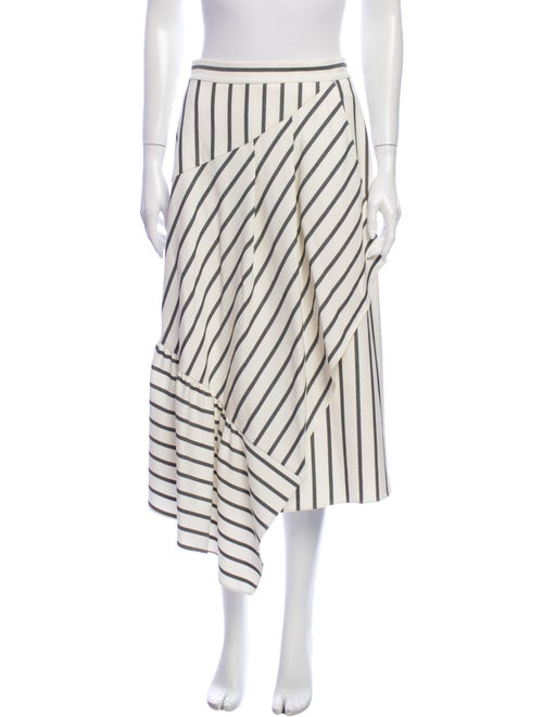 Tibi Striped Midi Length Skirt White