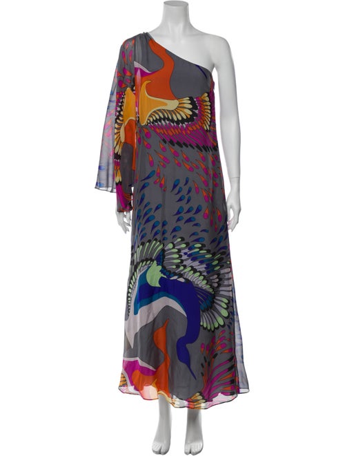 Tibi Printed Long Dress Grey