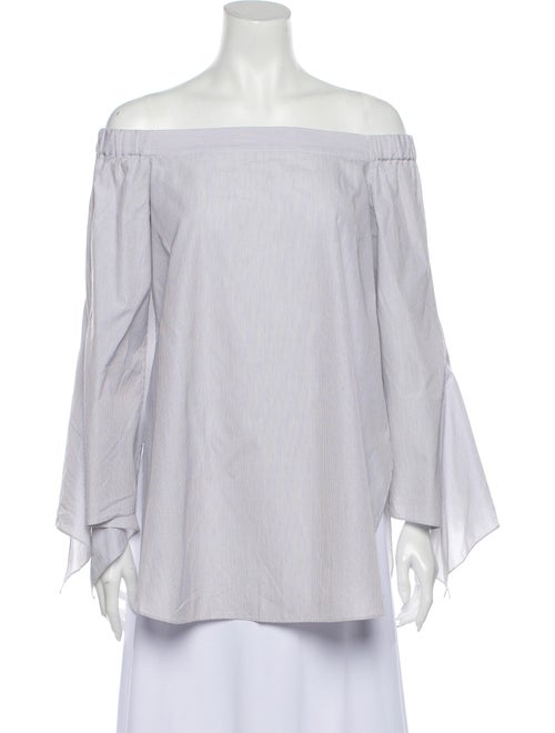 Tibi Striped Off-The-Shoulder Blouse White