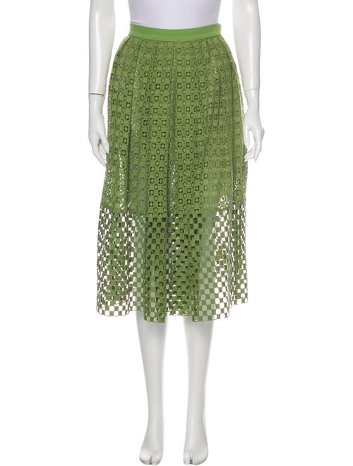 Tibi Lace Pattern Midi Length Skirt Green
