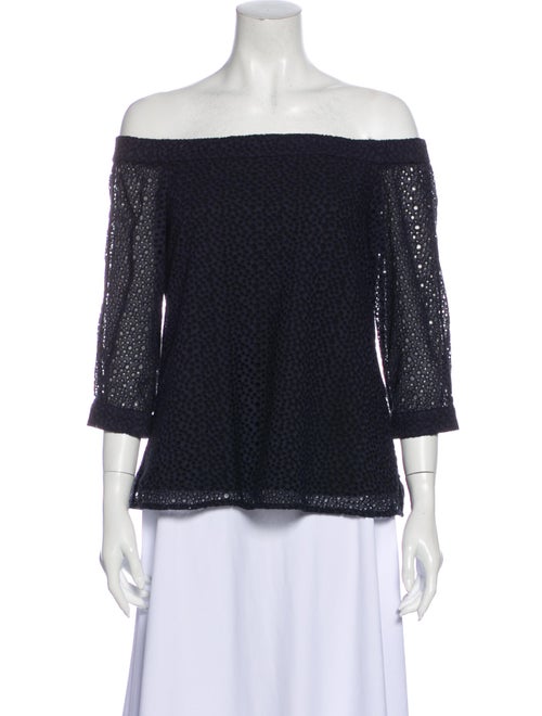 Tibi Lace Pattern Off-The-Shoulder Blouse Blue