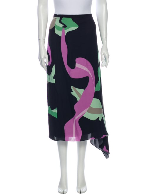 Tibi Printed Midi Length Skirt Blue