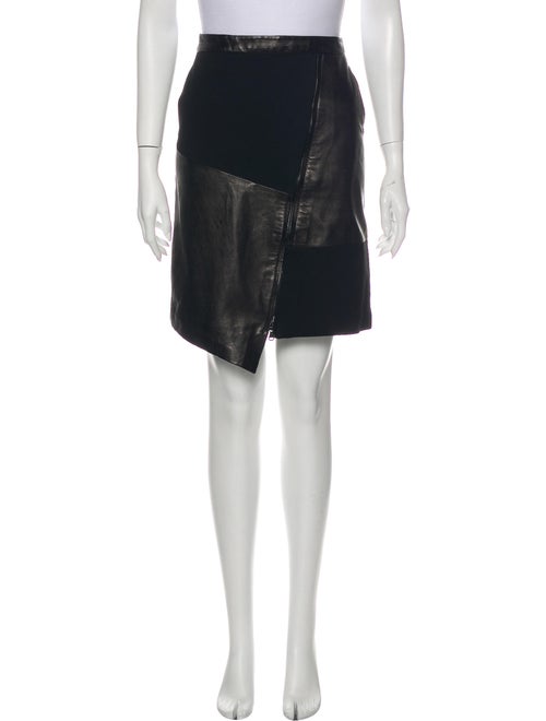 Tibi Leather Knee-Length Skirt Black