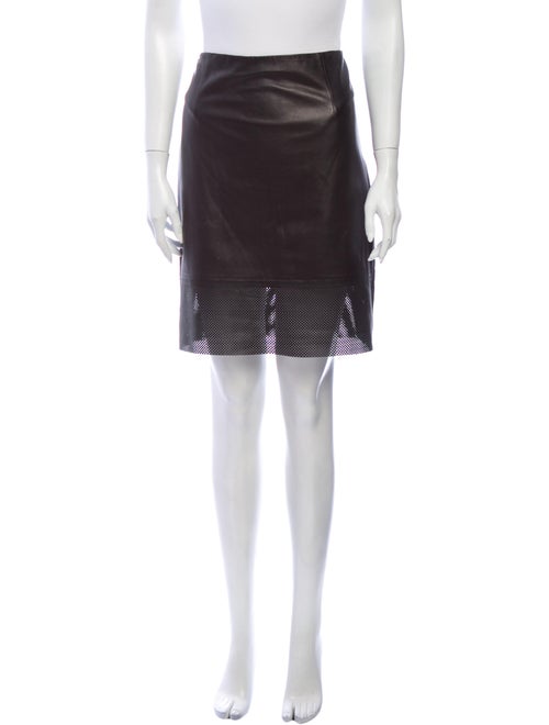Tibi Leather Knee-Length Skirt Black