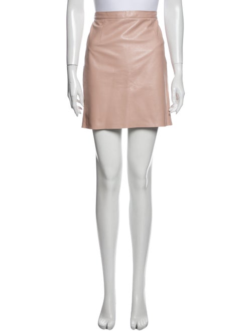 Tibi Leather Mini Skirt Pink