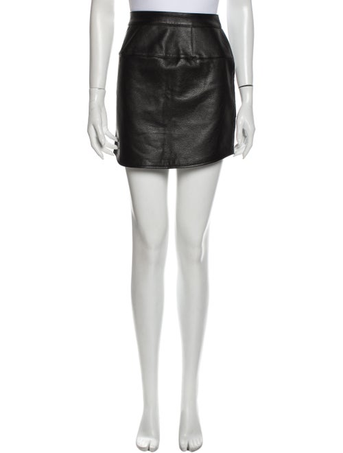 Tibi Leather Mini Skirt Black