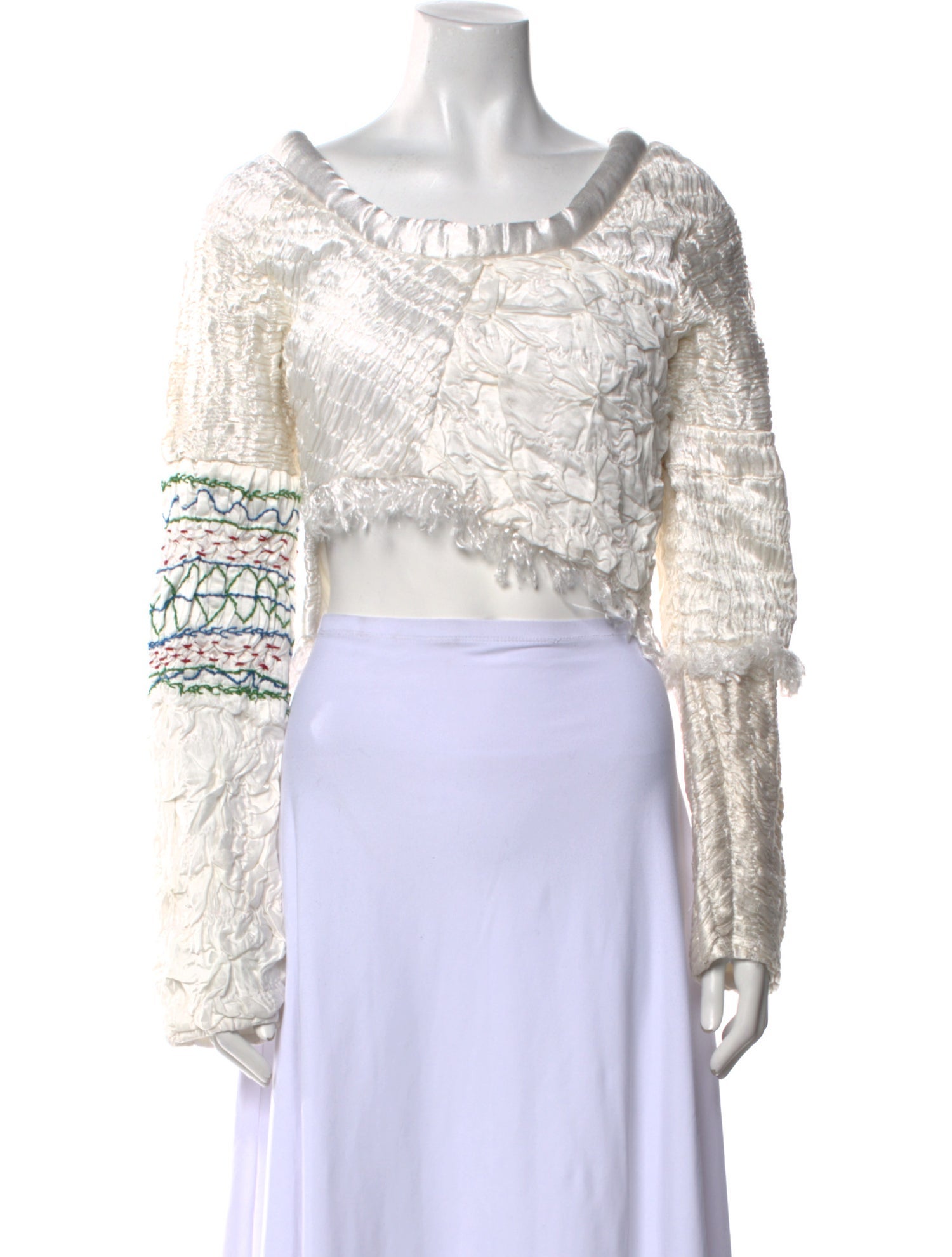 Tigra Tigra Lace Pattern Scoop Neck Crop Top