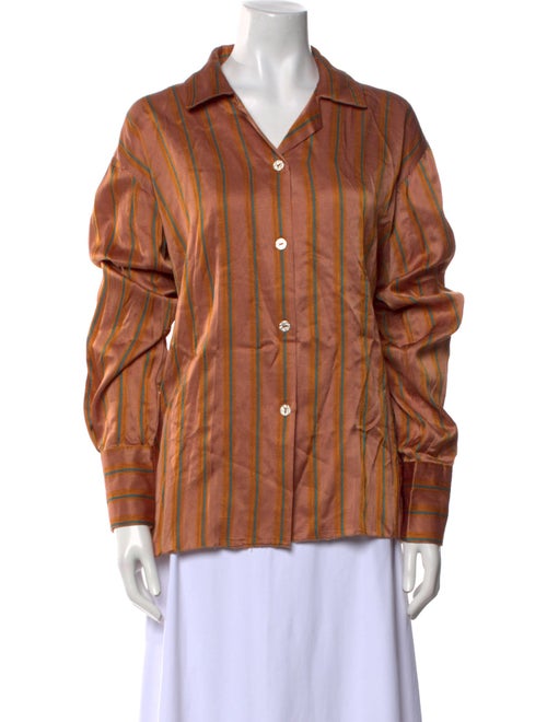 Tigra Tigra Silk Striped Button-Up Top