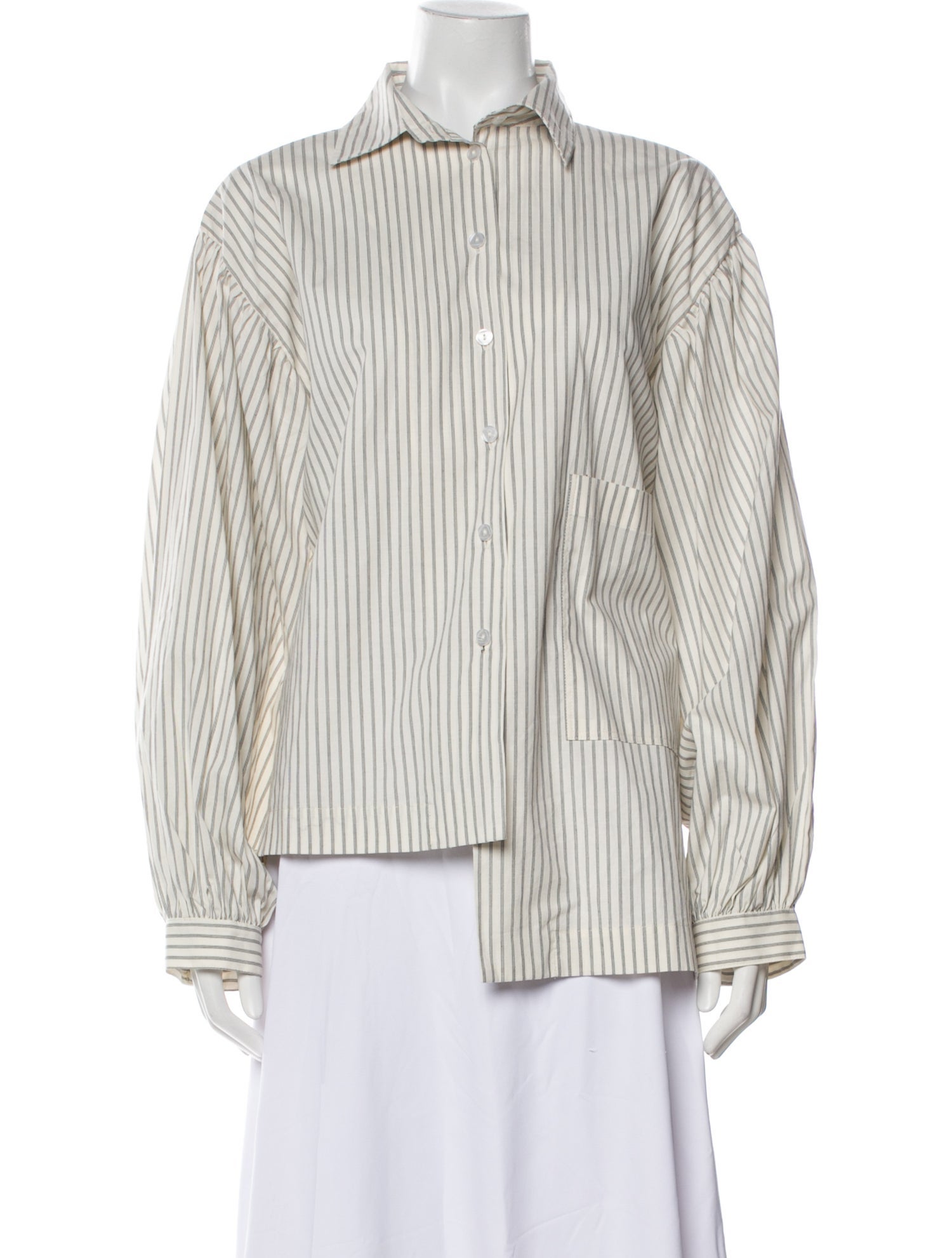 ettigre Striped Long Sleeve Button-Up Top