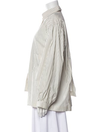 ettigre Striped Long Sleeve Button-Up Top