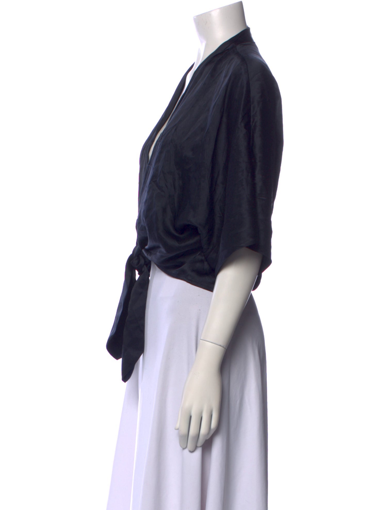 The Sei Silk V-Neck Crop Top