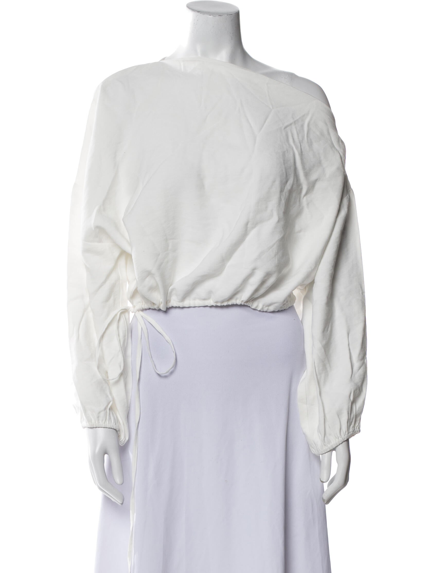 The Sei Asymmetrical Long Sleeve Crop Top