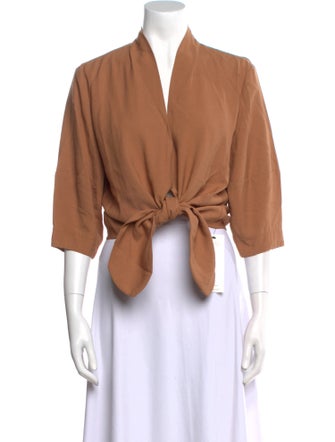 The Sei V-Neck Three-Quarter Sleeve Crop Top