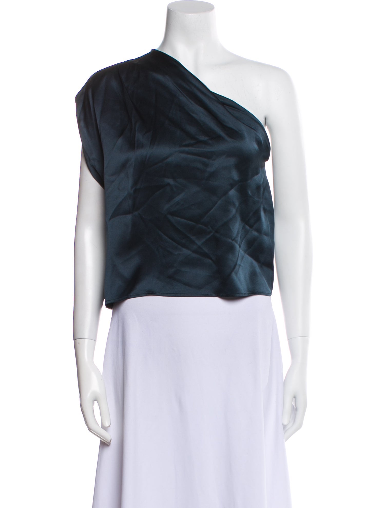 The Sei Silk One-Shoulder Crop Top