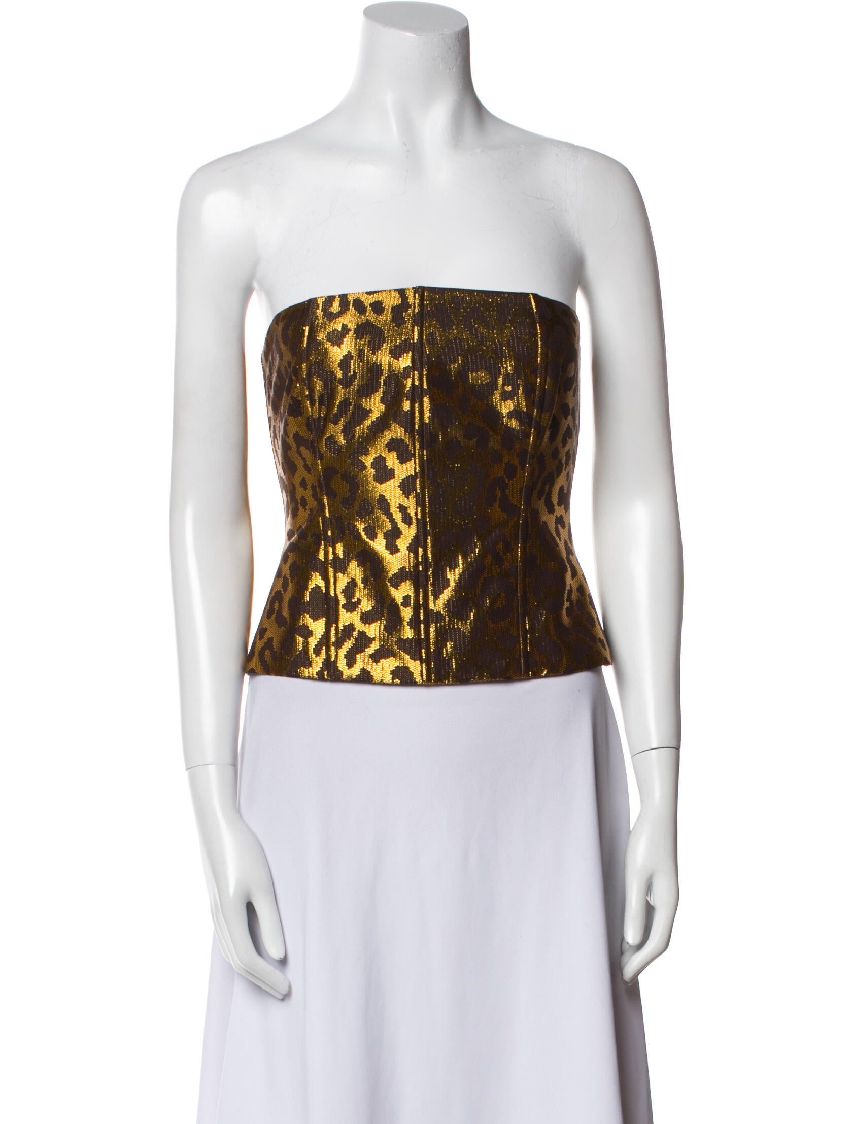 The Sei Animal Print Strapless Crop Top