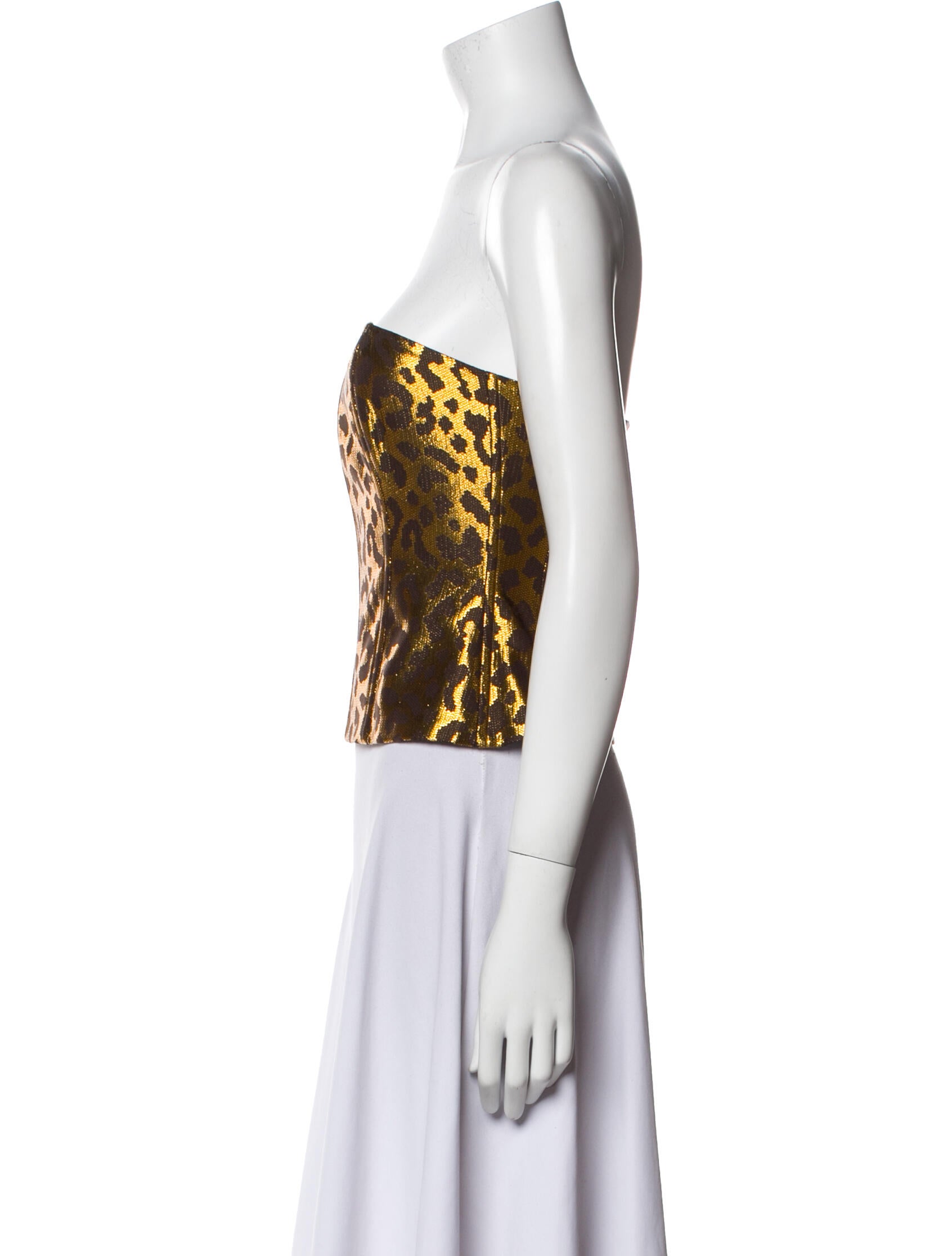 The Sei Animal Print Strapless Crop Top