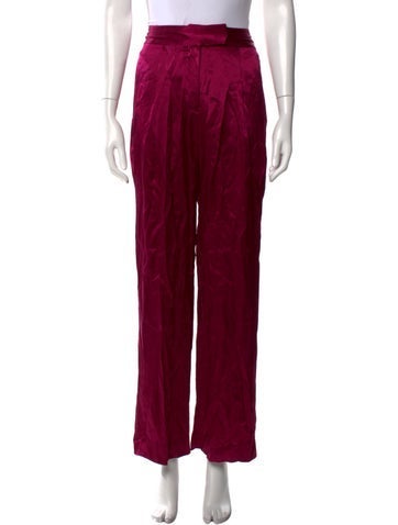 Pre-owned The Sei Silk Straight Leg Pants In Burgundy