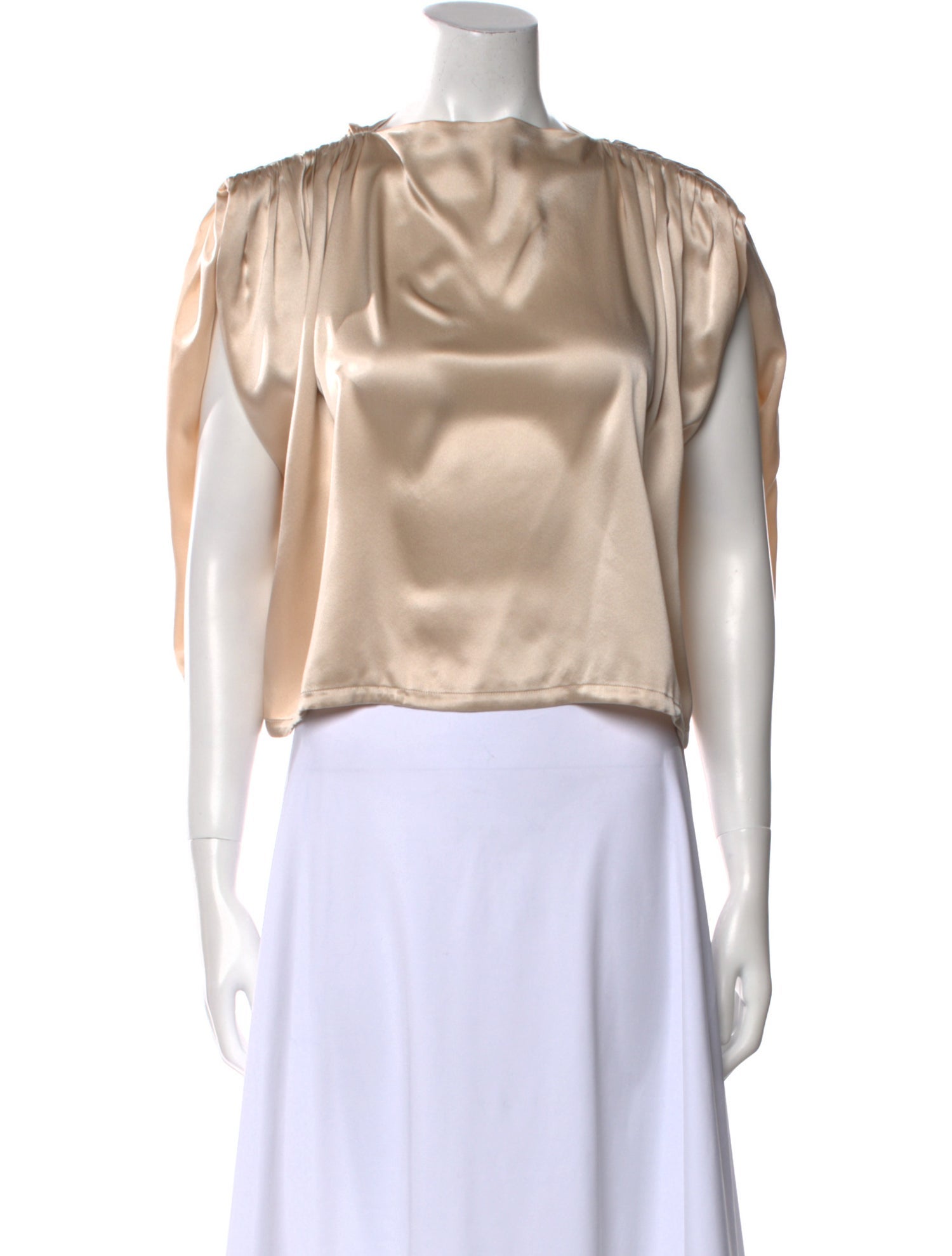 The Sei Silk Bateau Neckline Crop Top