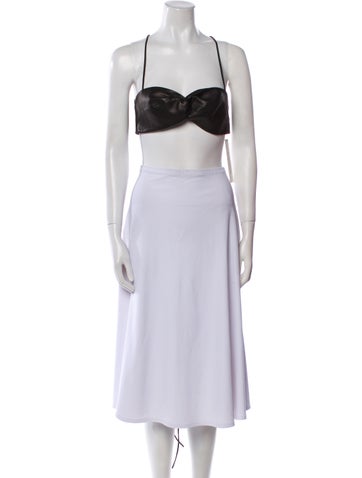 Pre-owned The Sei Lambskin Square Neckline Crop Top In Purple