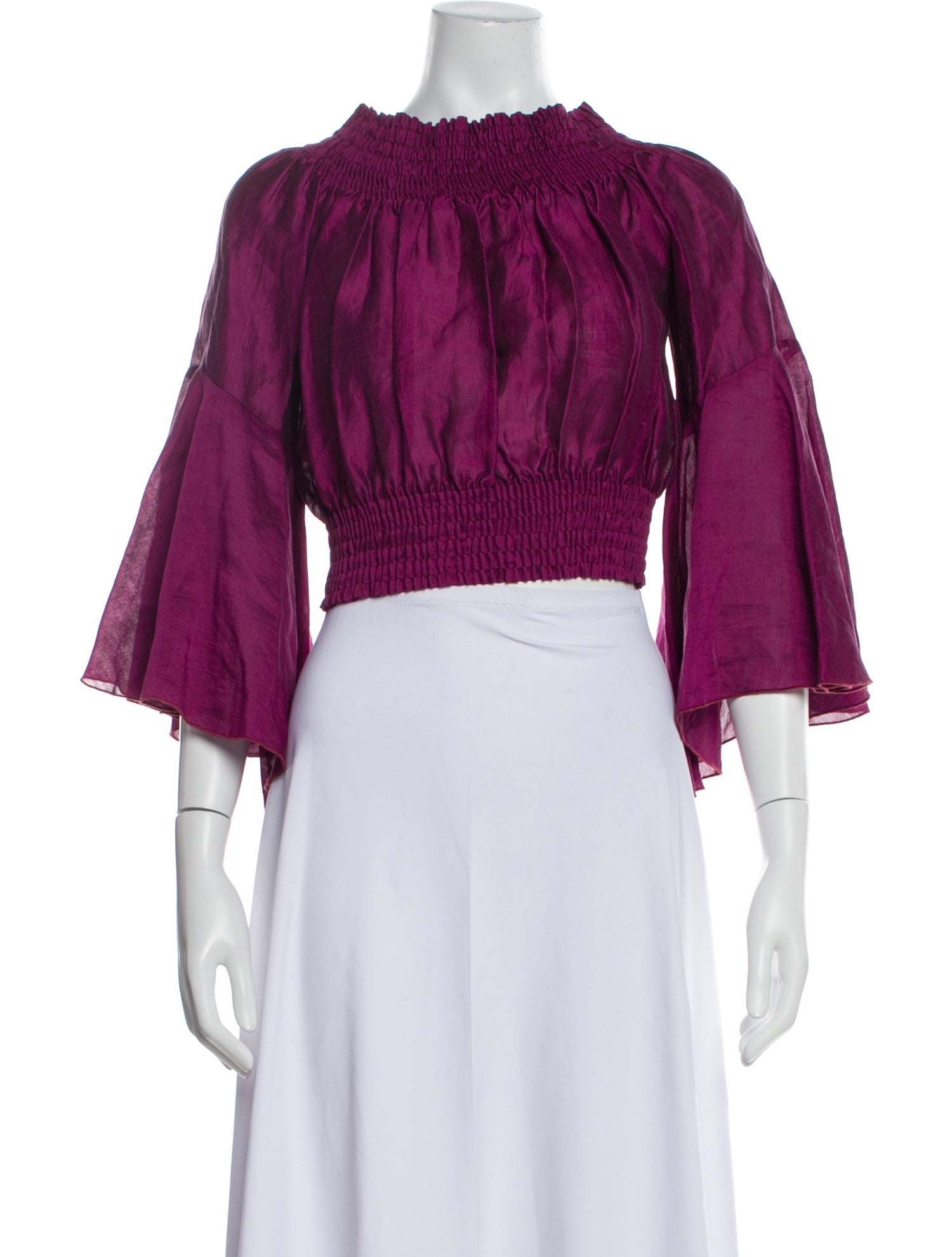 Tiziano Zorzan Off-The-Shoulder Three-Quarter Sleeve Crop Top