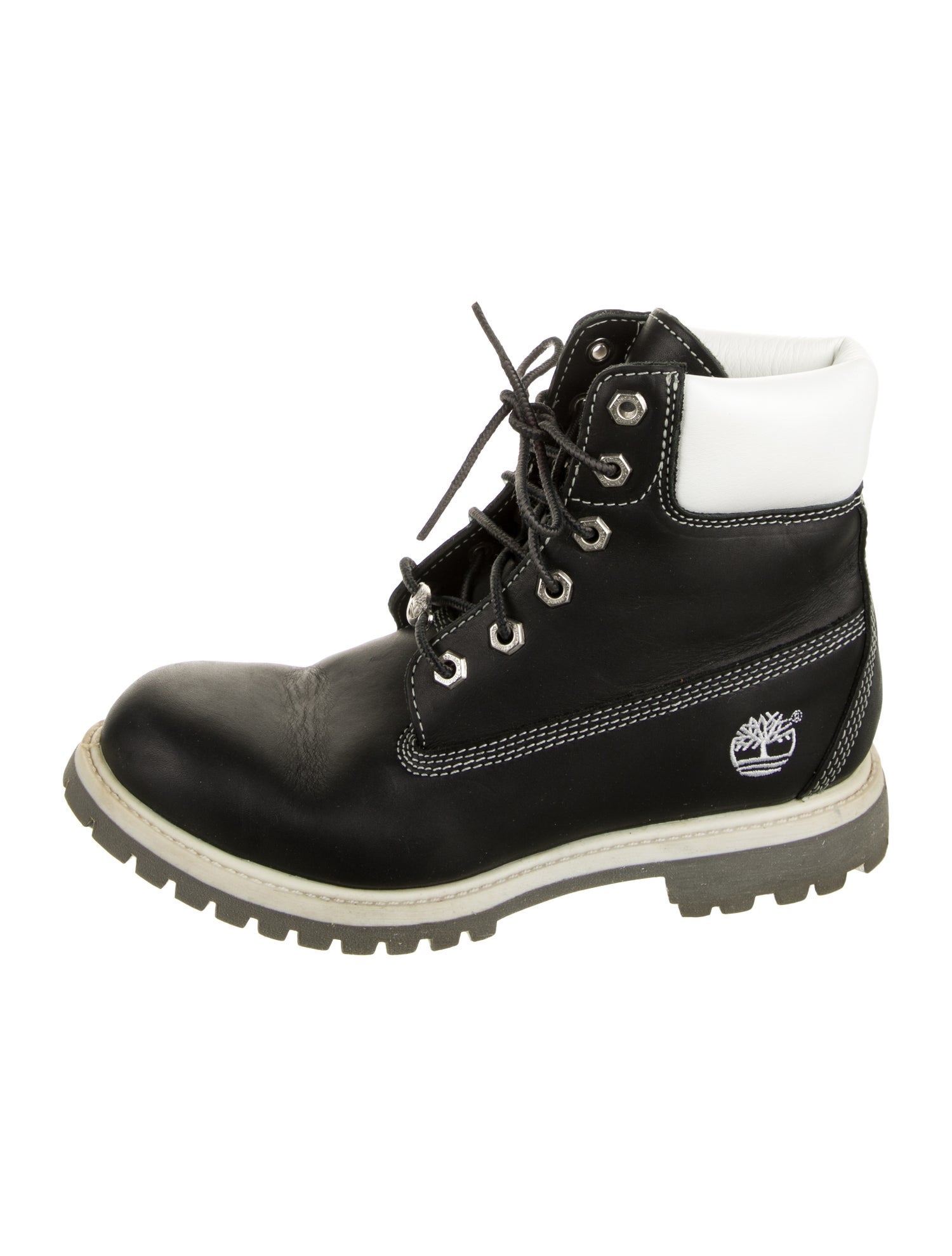 Timberland Leather Colorblock Pattern Combat Boots