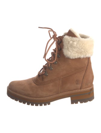 Timberland Leather Fur Trim Combat Boots
