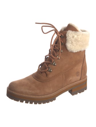 Timberland Leather Fur Trim Combat Boots