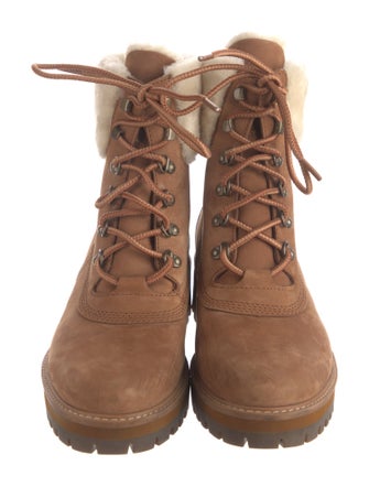 Timberland Leather Fur Trim Combat Boots