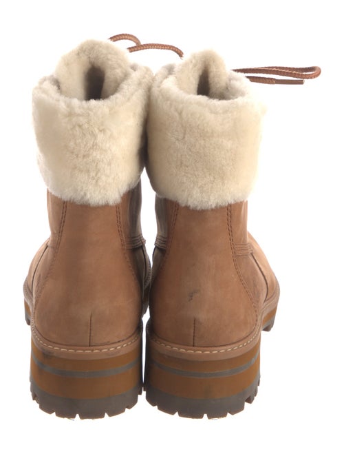 Timberland Leather Fur Trim Combat Boots