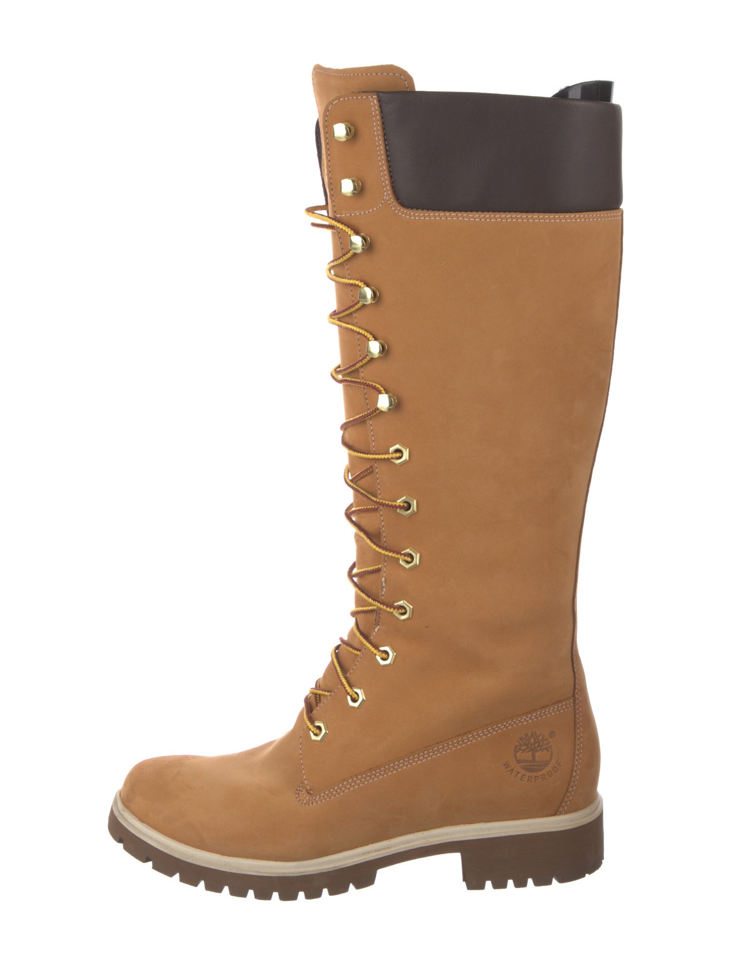 Timberland Leather Colorblock Pattern Lace-Up Boots