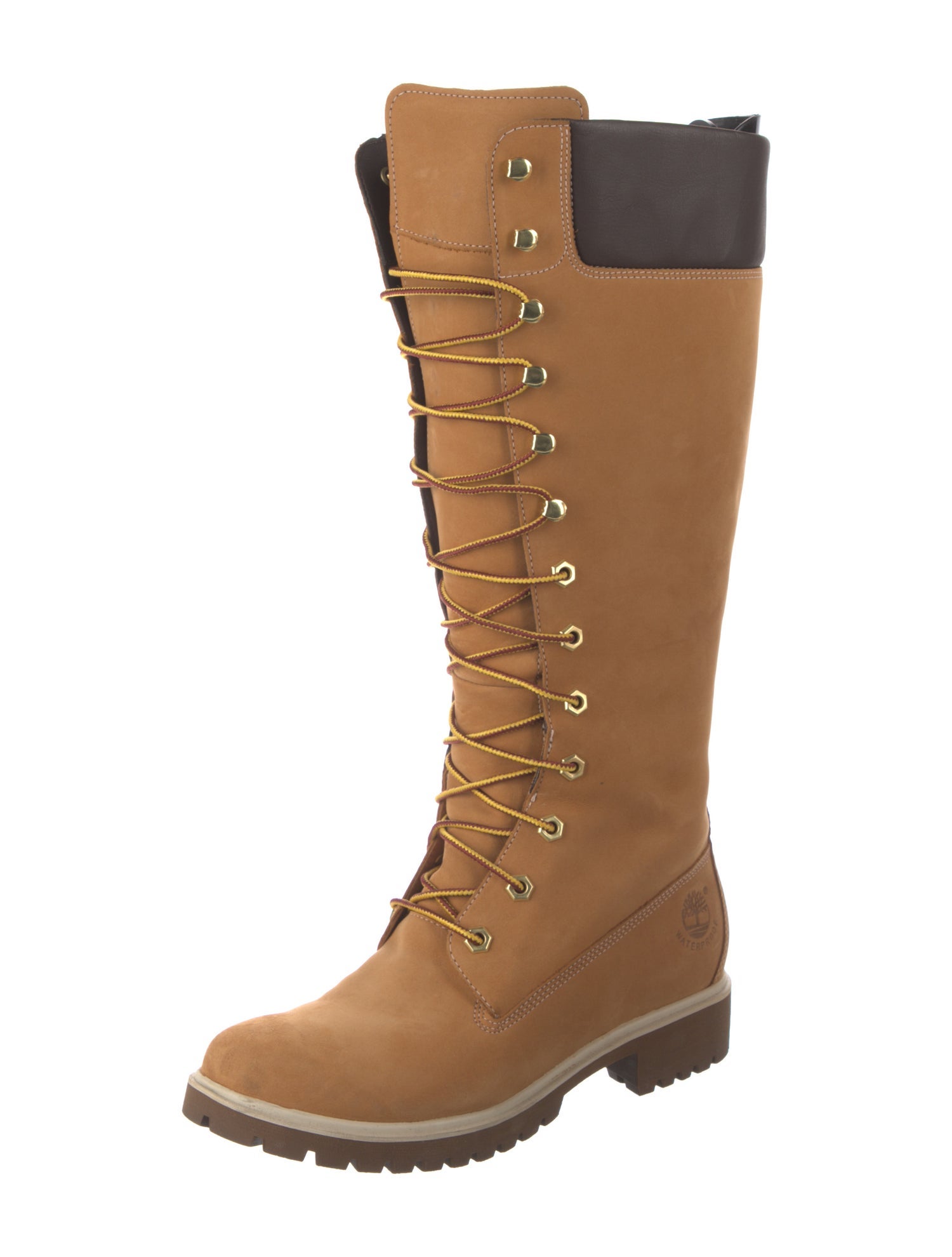 Timberland Leather Colorblock Pattern Lace-Up Boots