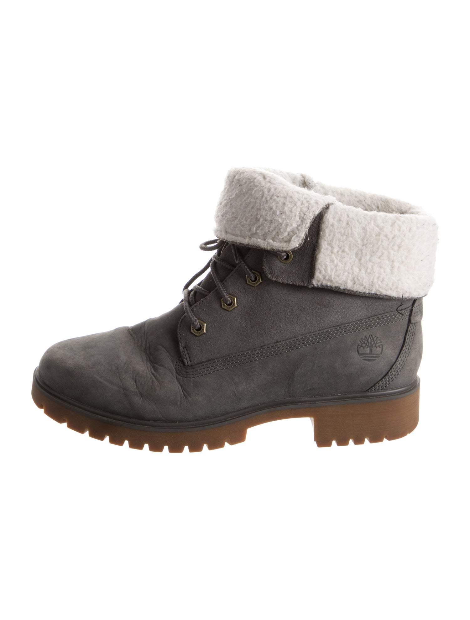 Timberland Leather Faux Fur Trim Lace-Up Boots