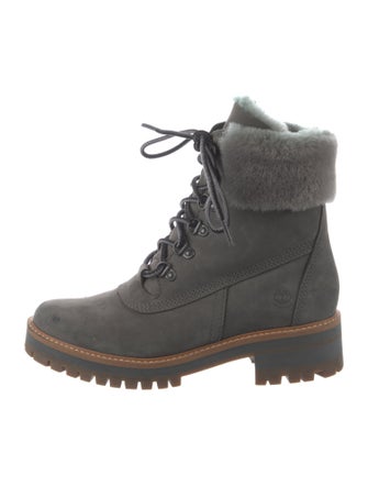 Timberland Suede Fur Trim Combat Boots