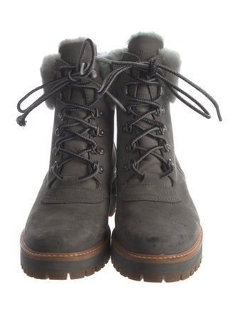 Timberland Suede Fur Trim Combat Boots