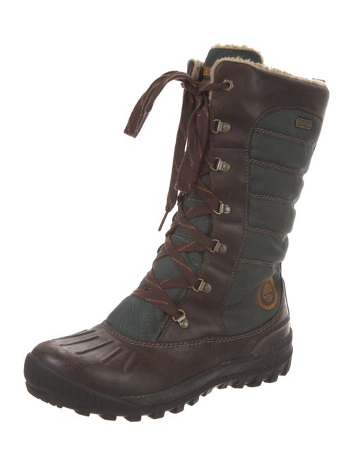 Timberland Leather Embroidered Accent Snow Boots