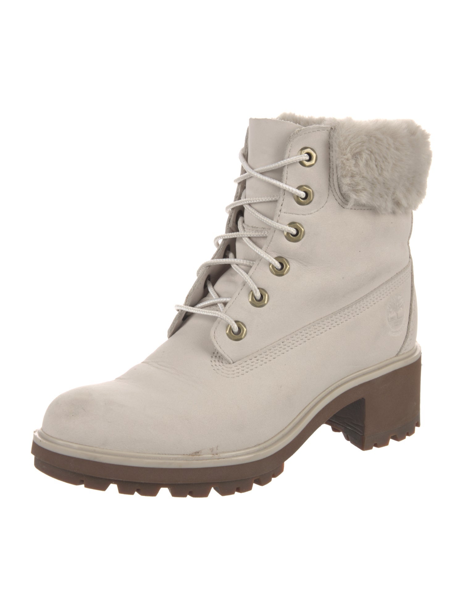 Timberland Leather Fur Trim Combat Boots