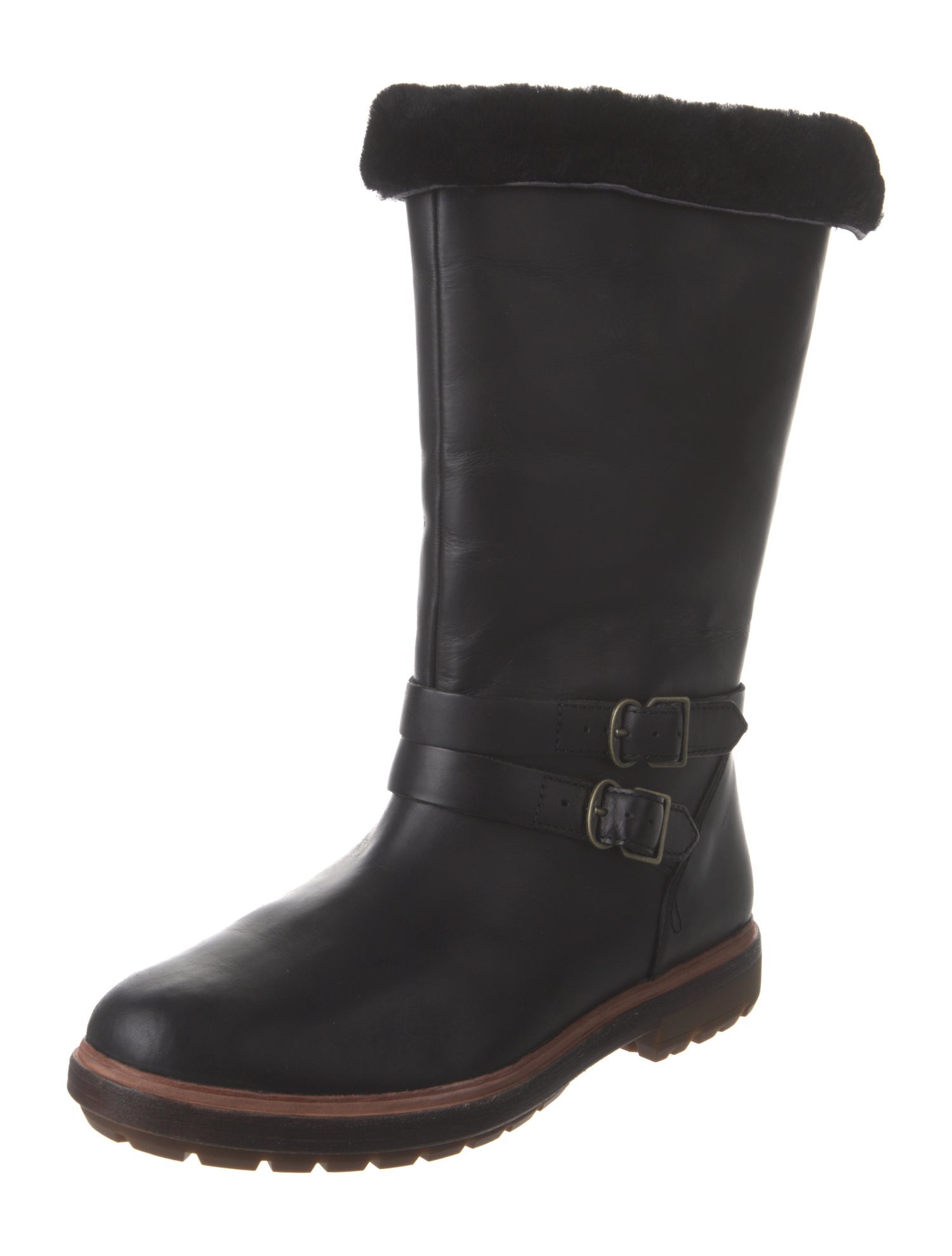 Timberland Leather Fur Trim Moto Boots w/ Tags