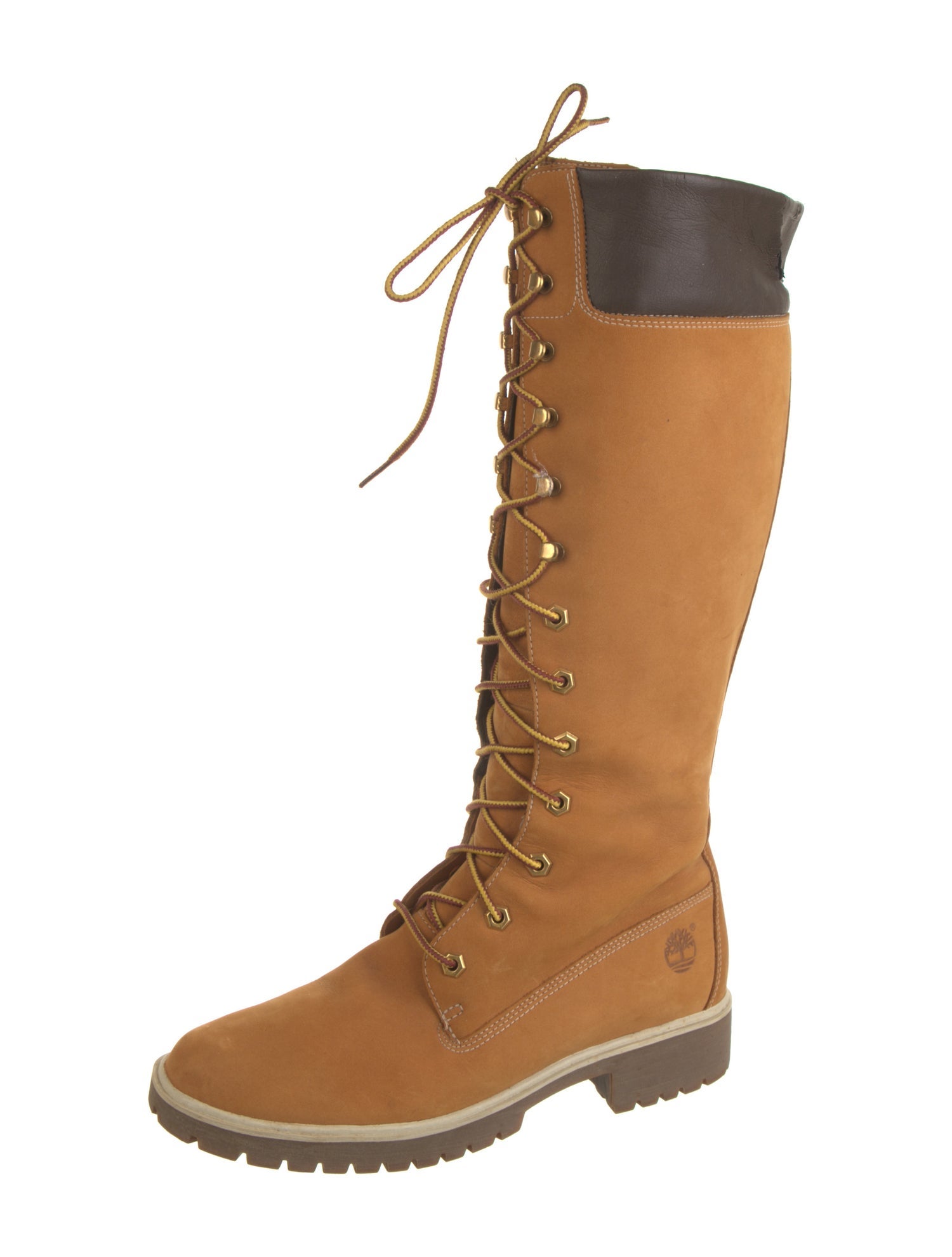 Timberland Leather Colorblock Pattern Lace-Up Boots